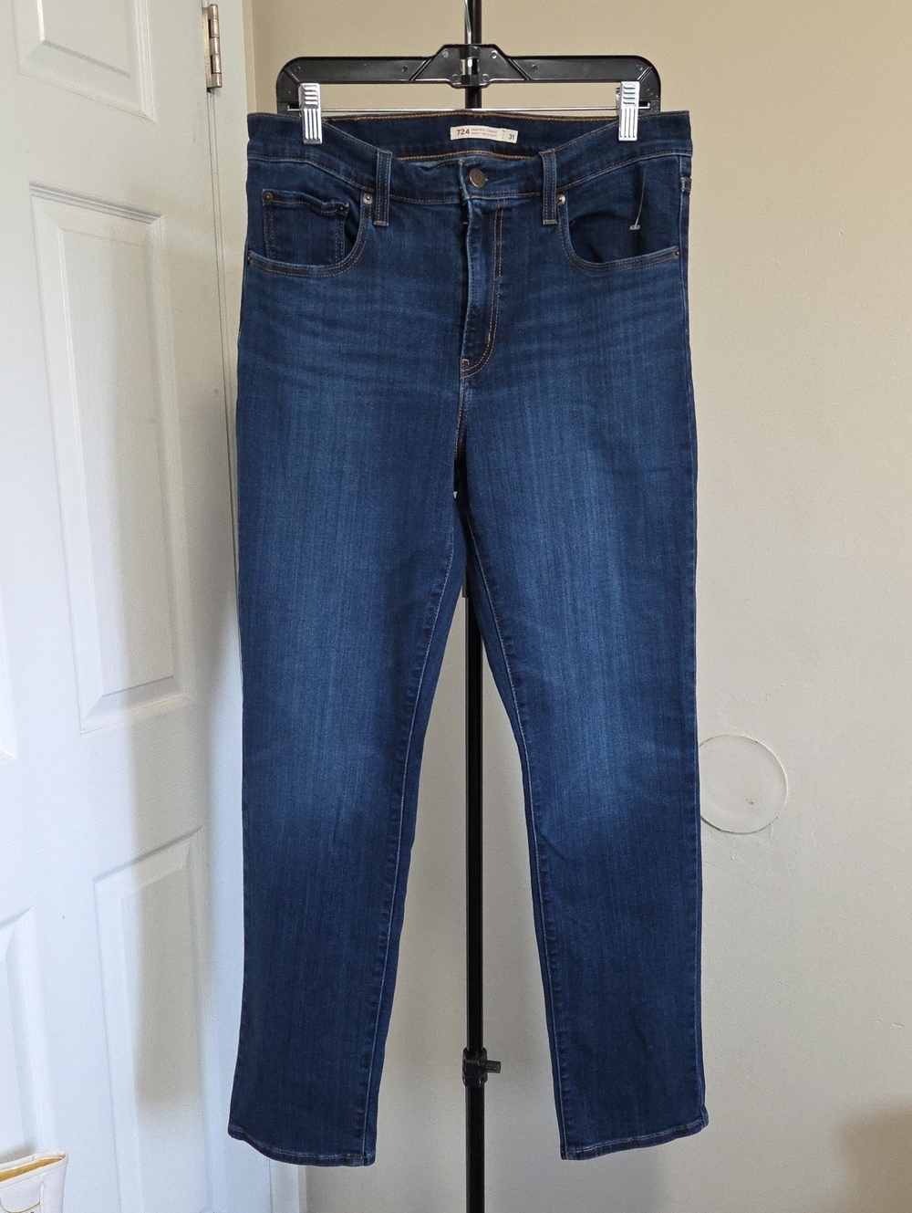 Levi's 724 High Rise Straight Leg Jeans - Deep Blue Wash